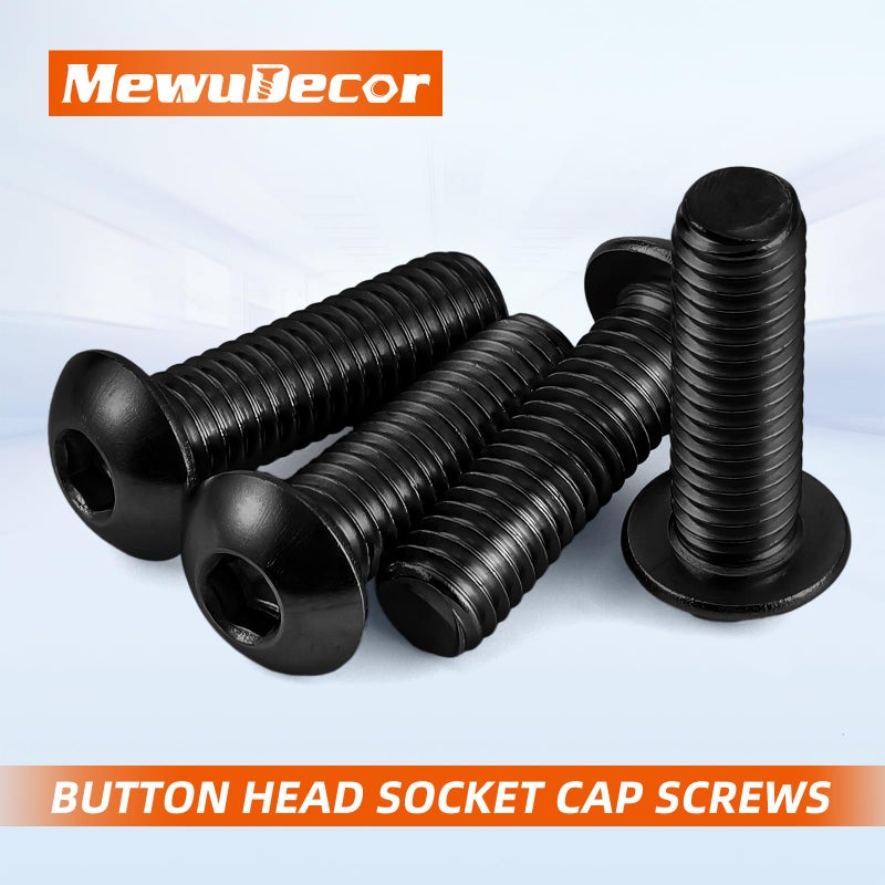 MewuDecor 1/4-20 x 1/2" Button Head Socket Cap Screws, Allen Socket Drive, Black Oxide, Grade 10.9 Alloy Steel, Fully Threaded, 50 PCS - Image 3